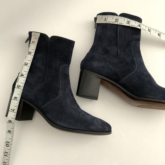 Gravati Bootie Blue Suede Block Heel Zip Back Hand Made Italy 5.5 - Picture 5 of 12